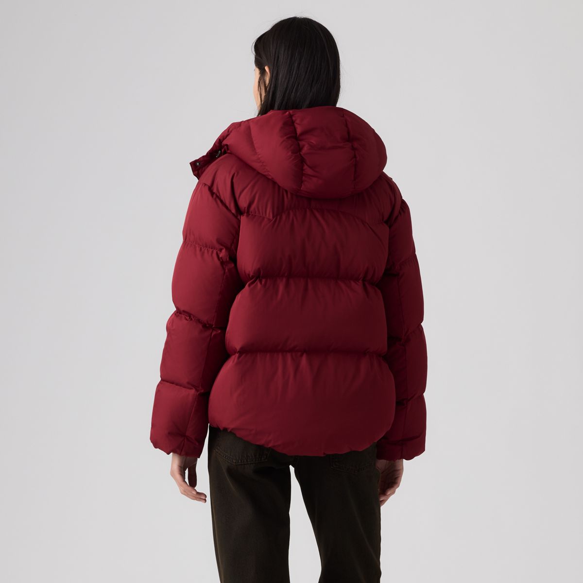 Tate Bubble Puffer Jacket — Warm Cabernet - Red