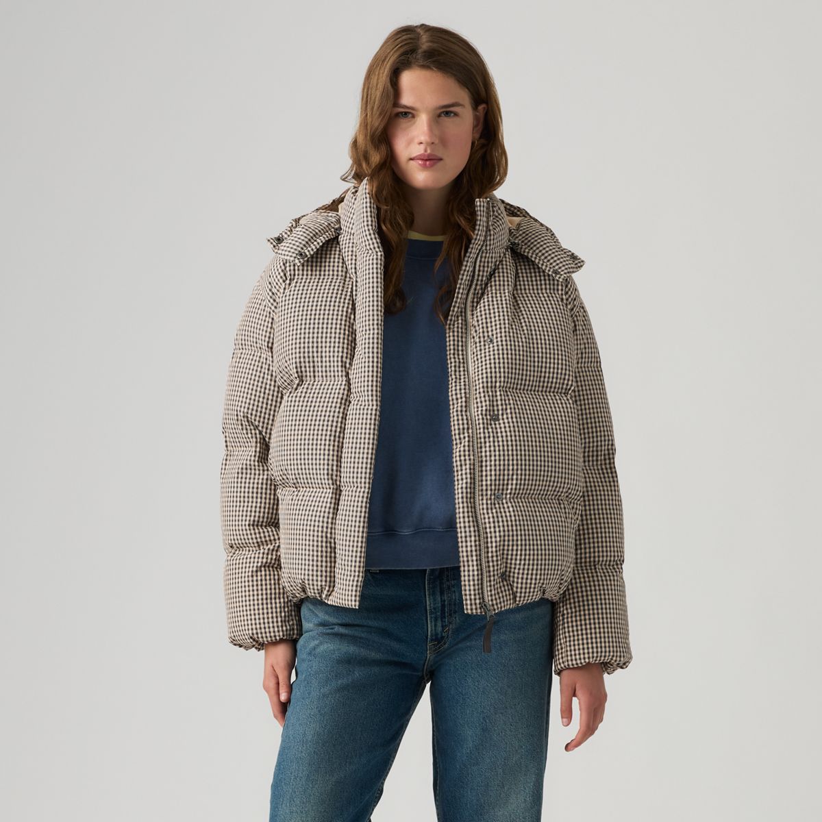Tate Bubble Puffer Jacket — Yoli Gingham Plaid As Header - Multi-Color