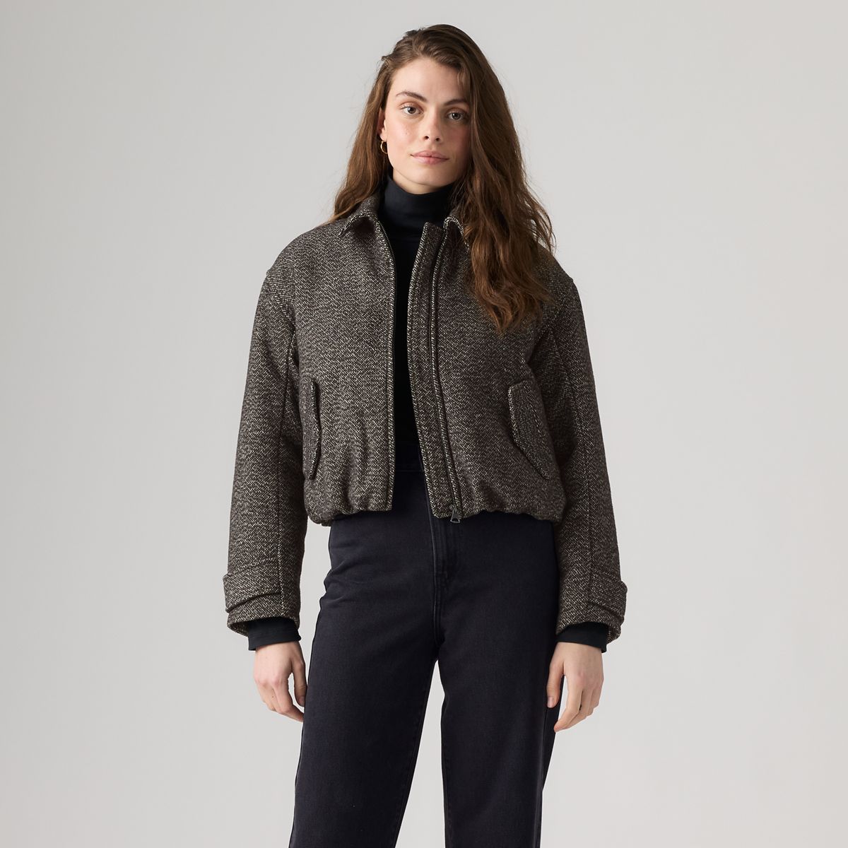 Skyler Bomber Jacket — Skyler Donegal Black & White - Black
