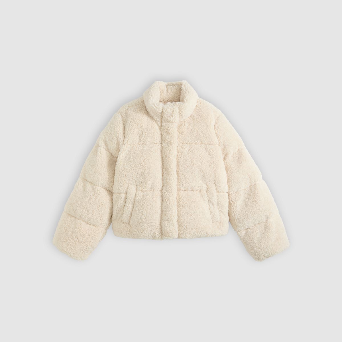 Brynn Cropped Puffer Jacket — White Swan - White