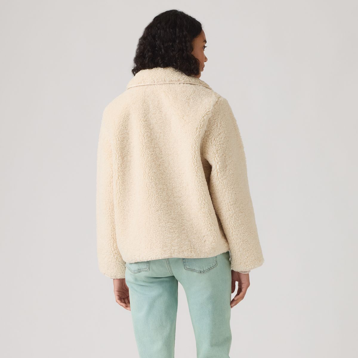 Rema Sherpa Jacket — White Swan - Grey