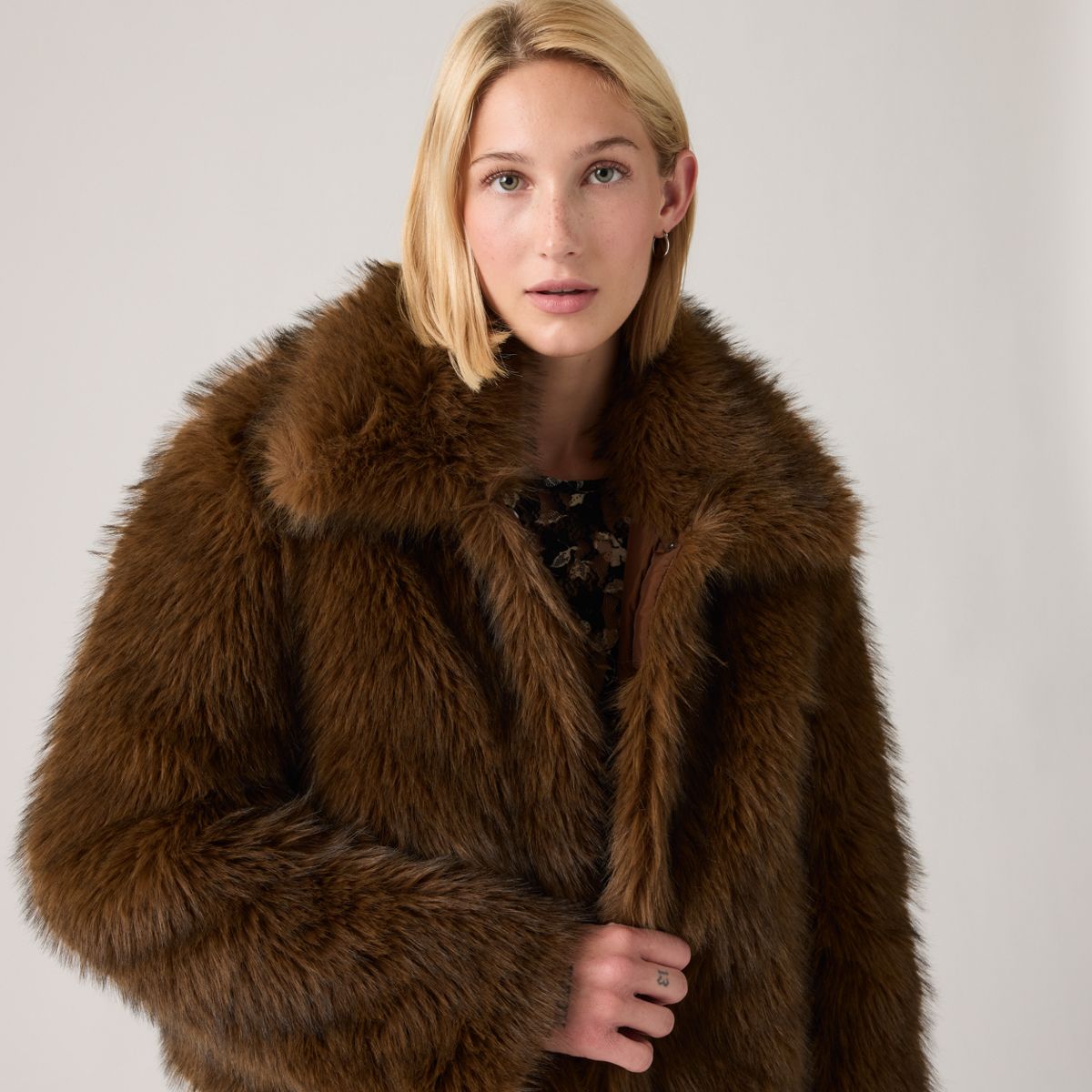 Laney Faux Fur Jacket — Downtown Brown - Brown