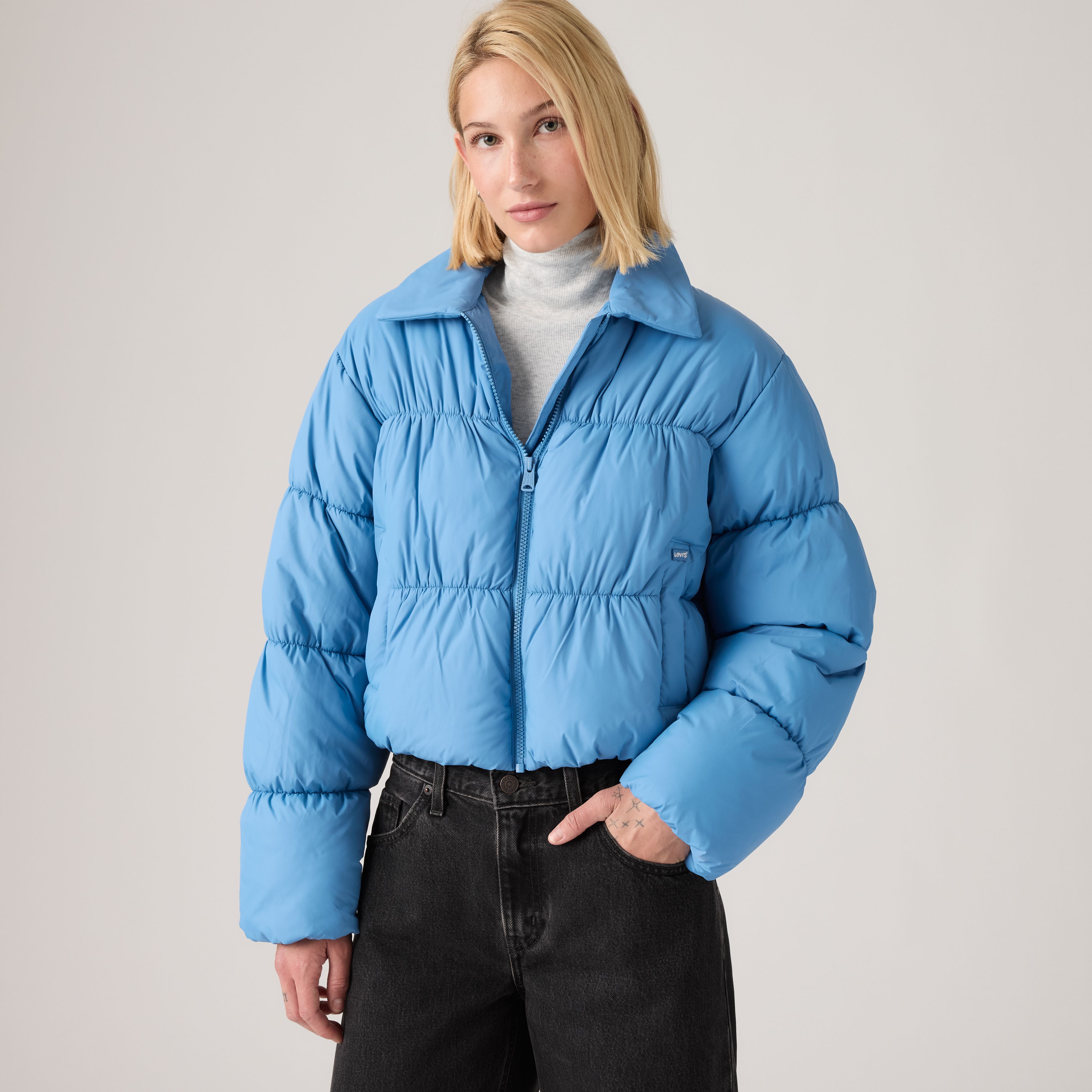 Presley Cropped Collared Puffer Jacket 1