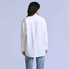 Woven Button Down Shirt — White - White 4
