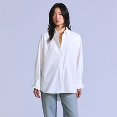 Woven Button Down Shirt — White - White 3