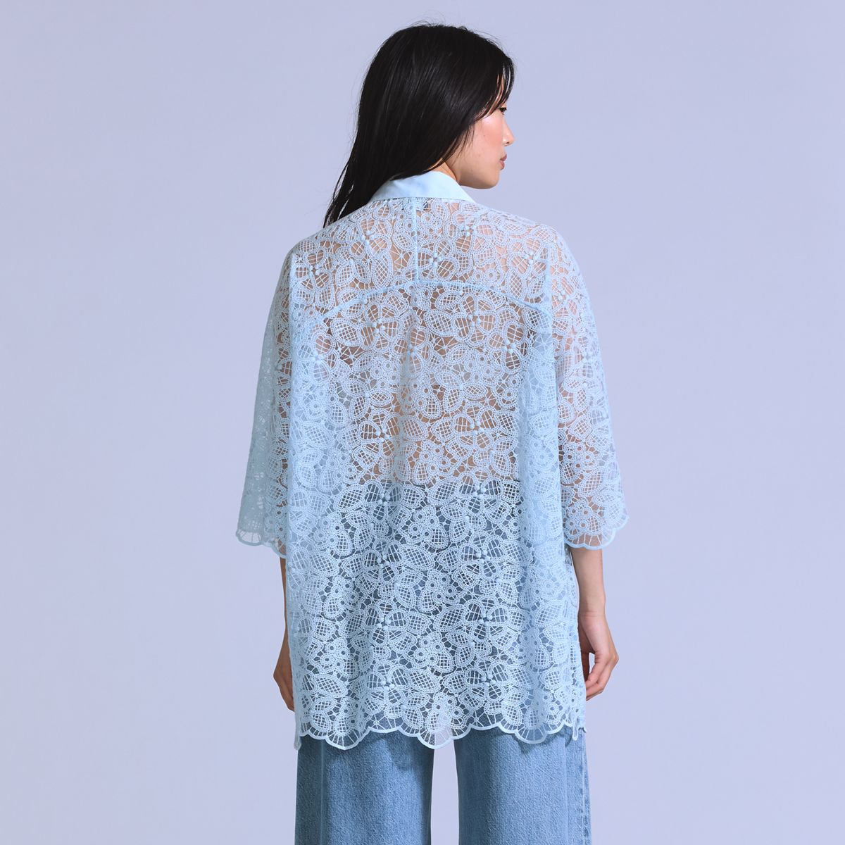 Lace Woven Blouse — Ice Water Lace - Blue