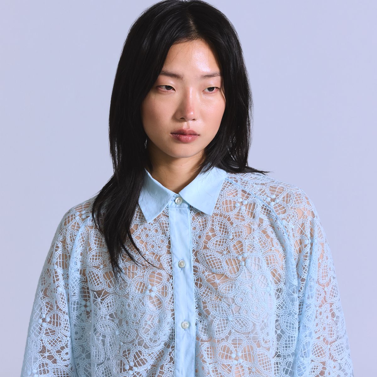Lace Woven Blouse — Ice Water Lace - Blue