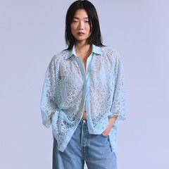 Lace Woven Blouse — Ice Water Lace - Blue 1