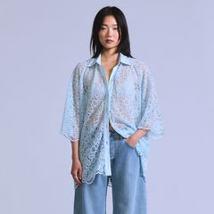 Lace Woven Blouse — Ice Water Lace - Blue 3
