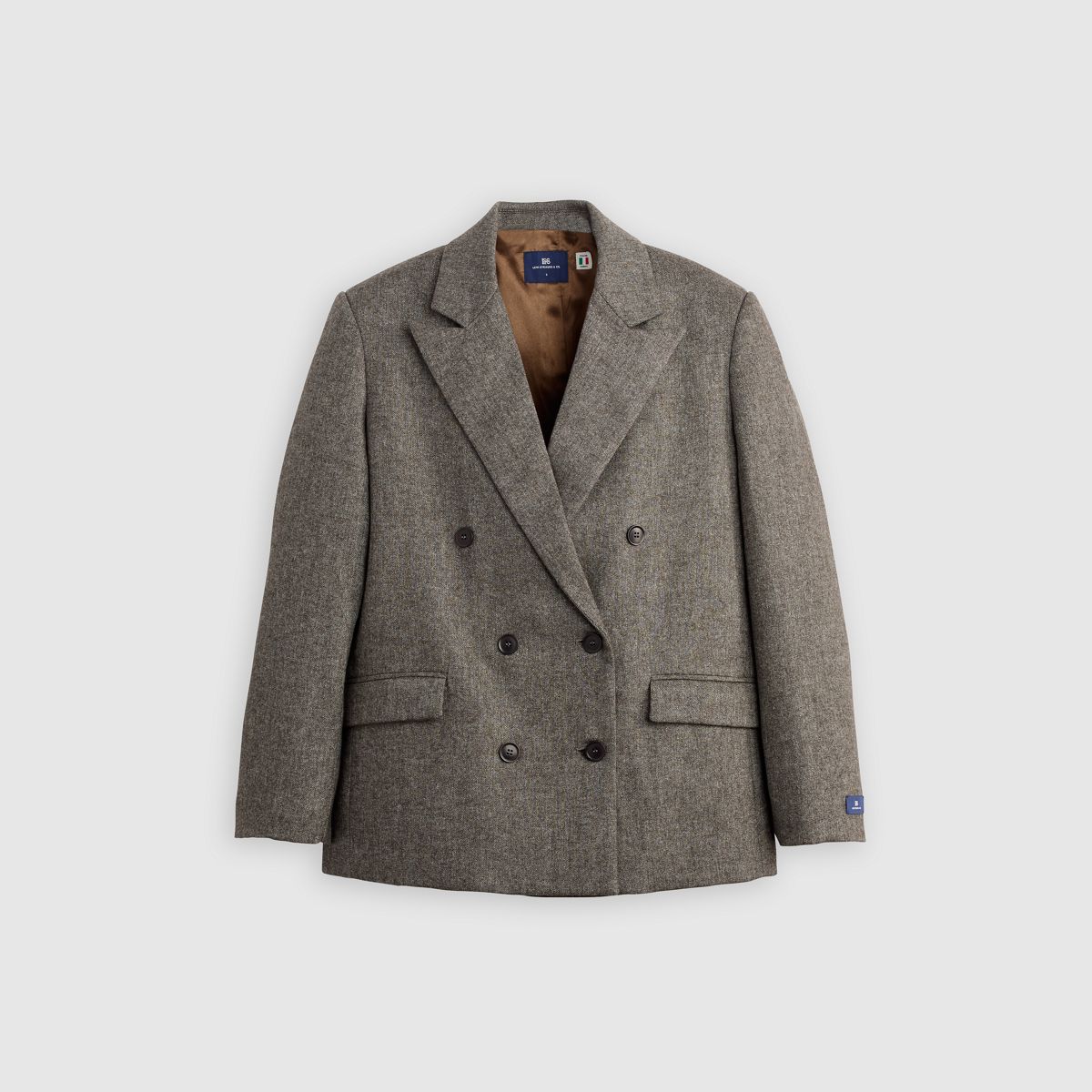 Wool Blend Blazer — Melange Brown - Brown