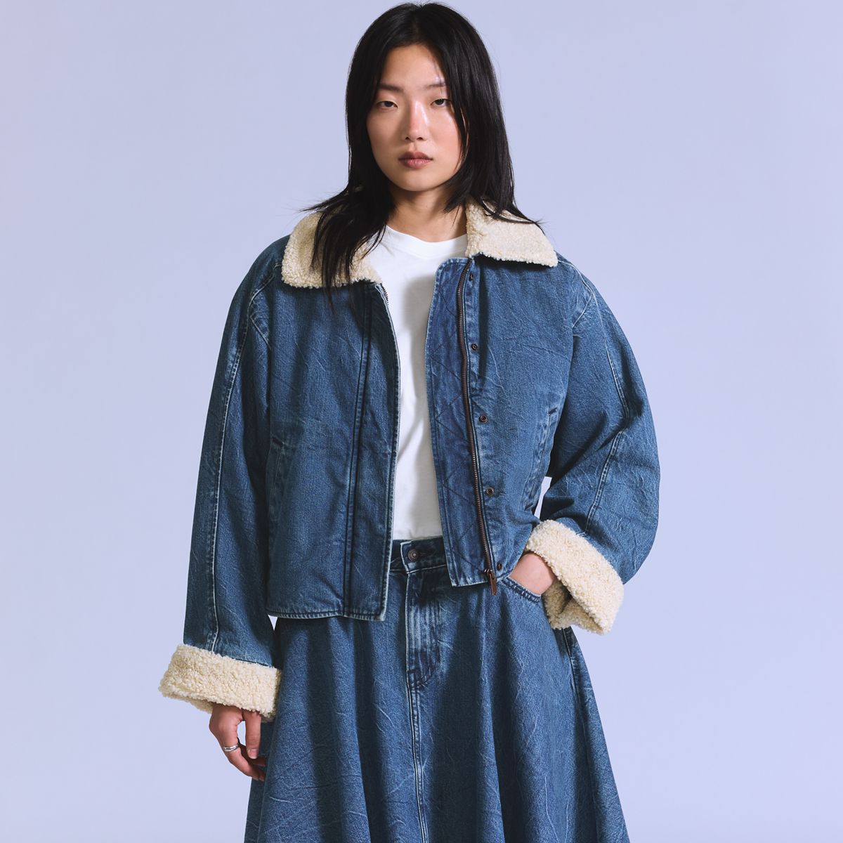 Sherpa Earhart Flight Jacket — Earhart Jacket - Blue