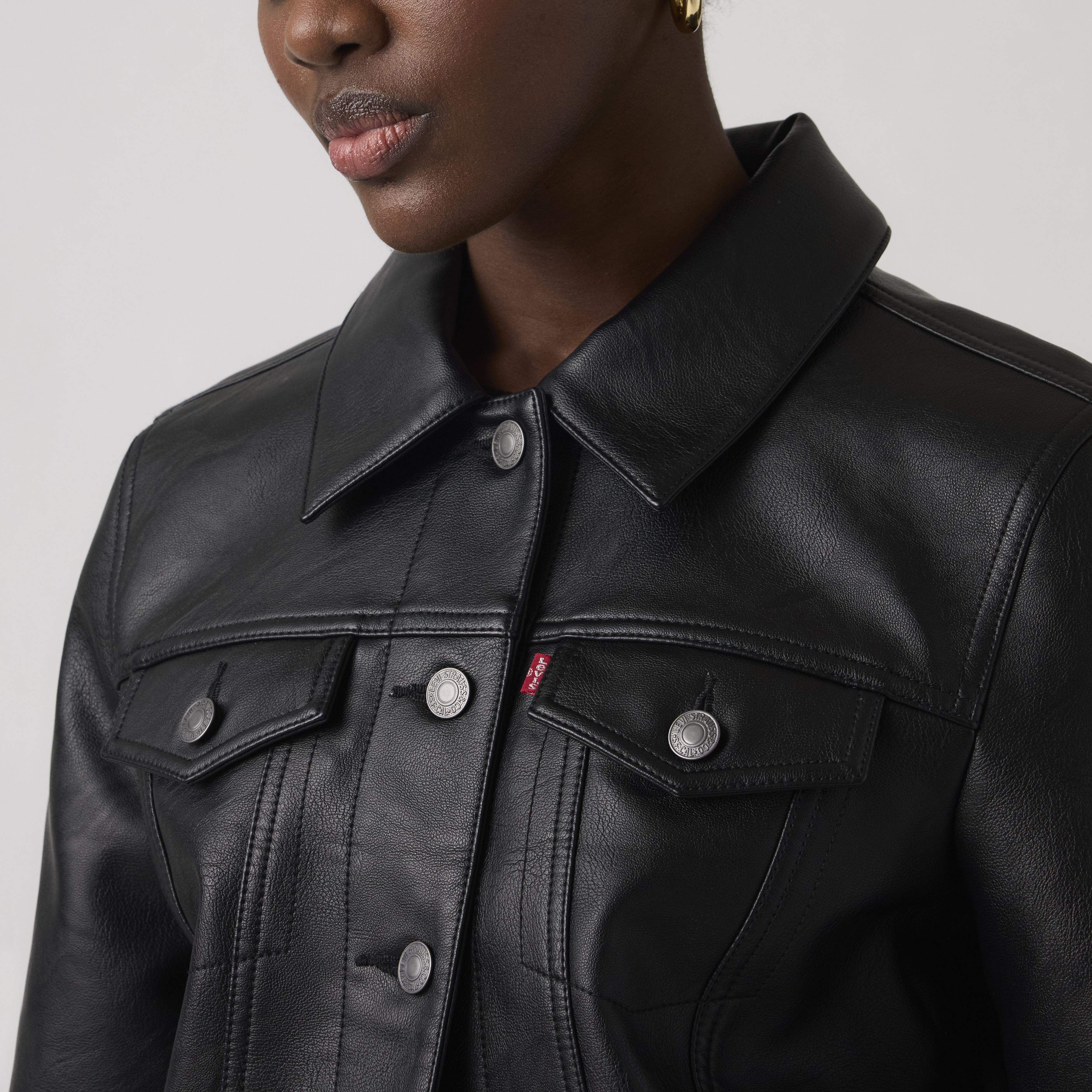 Faux Leather Trucker Jacket 2