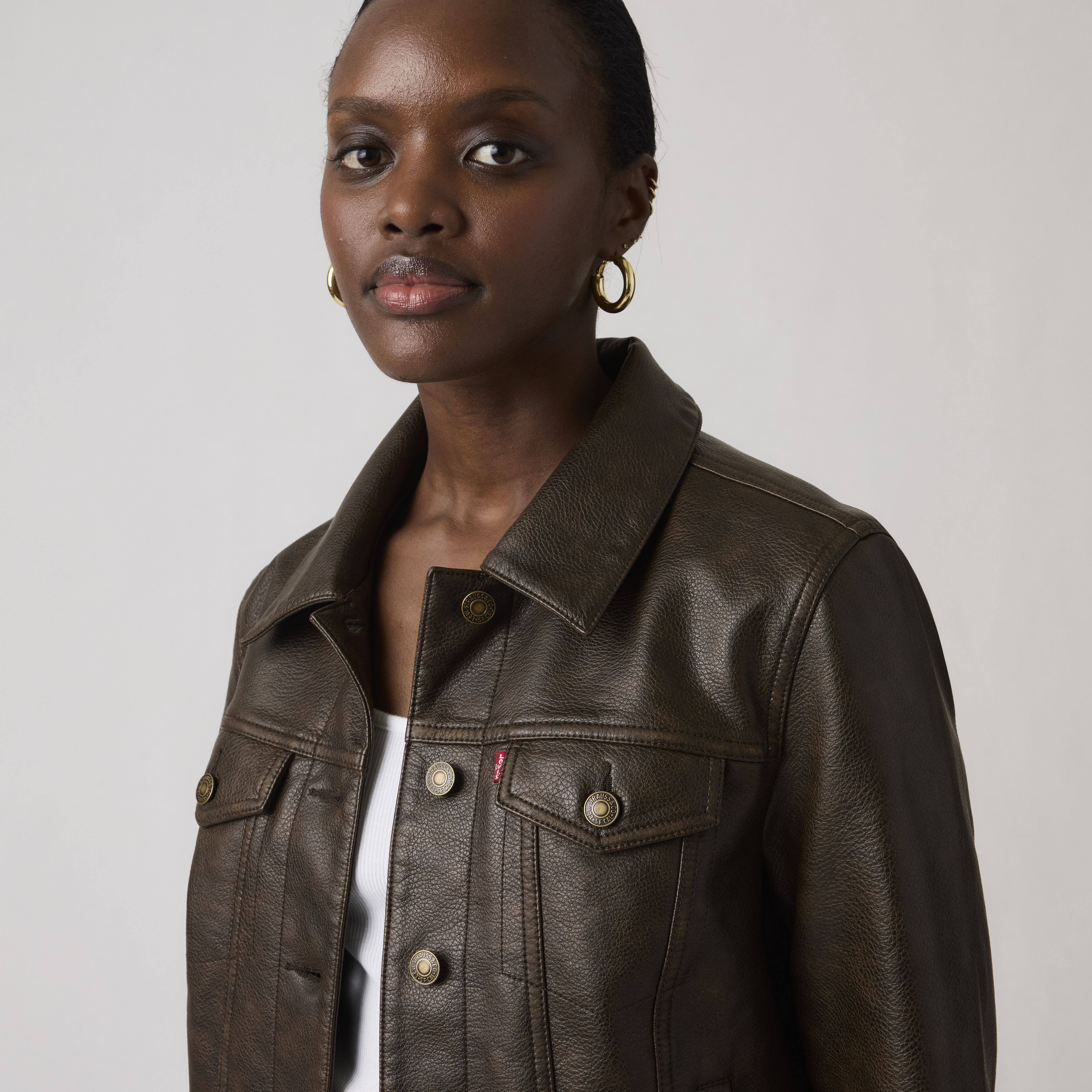 Faux Leather Trucker Jacket 2