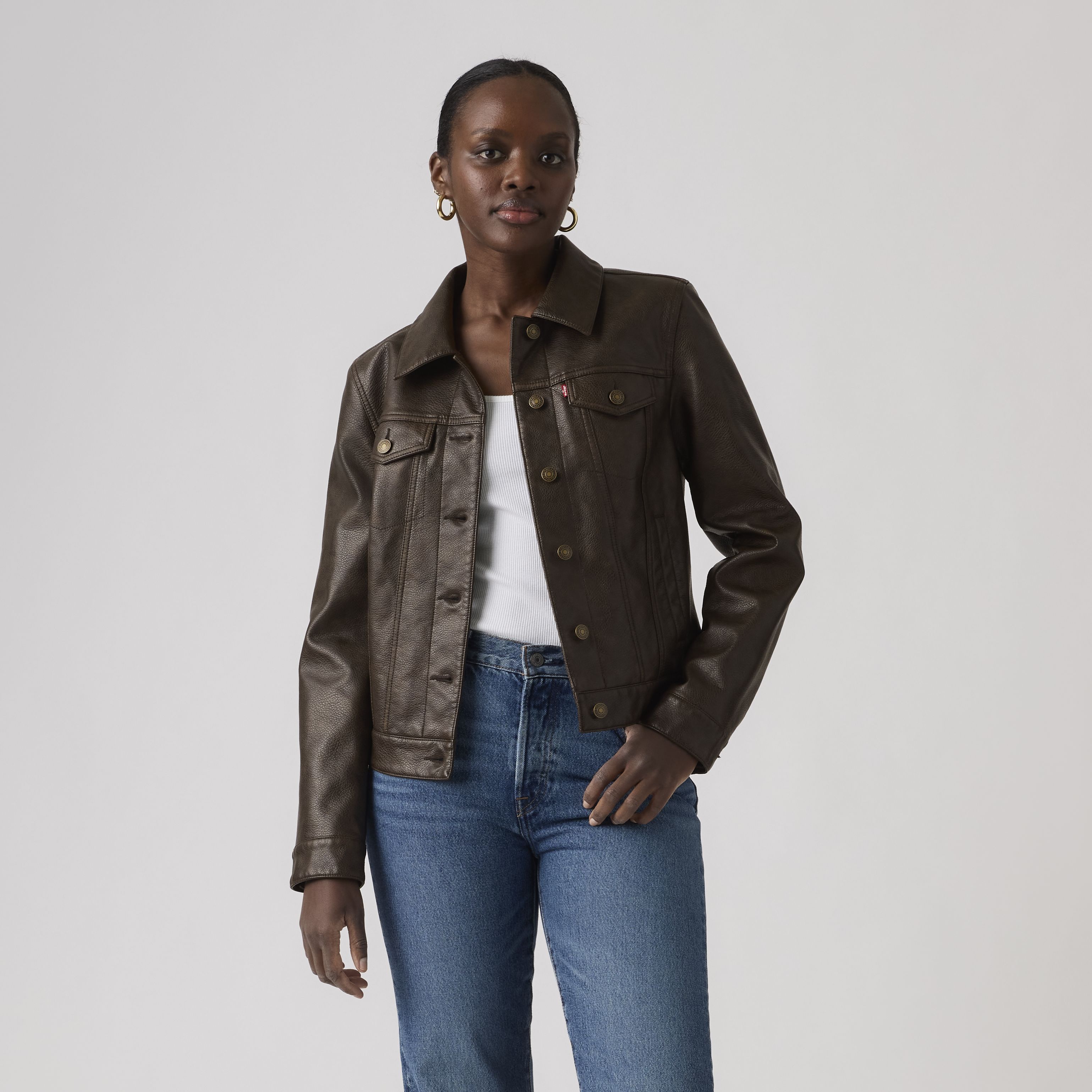 Faux Leather Trucker Jacket 13