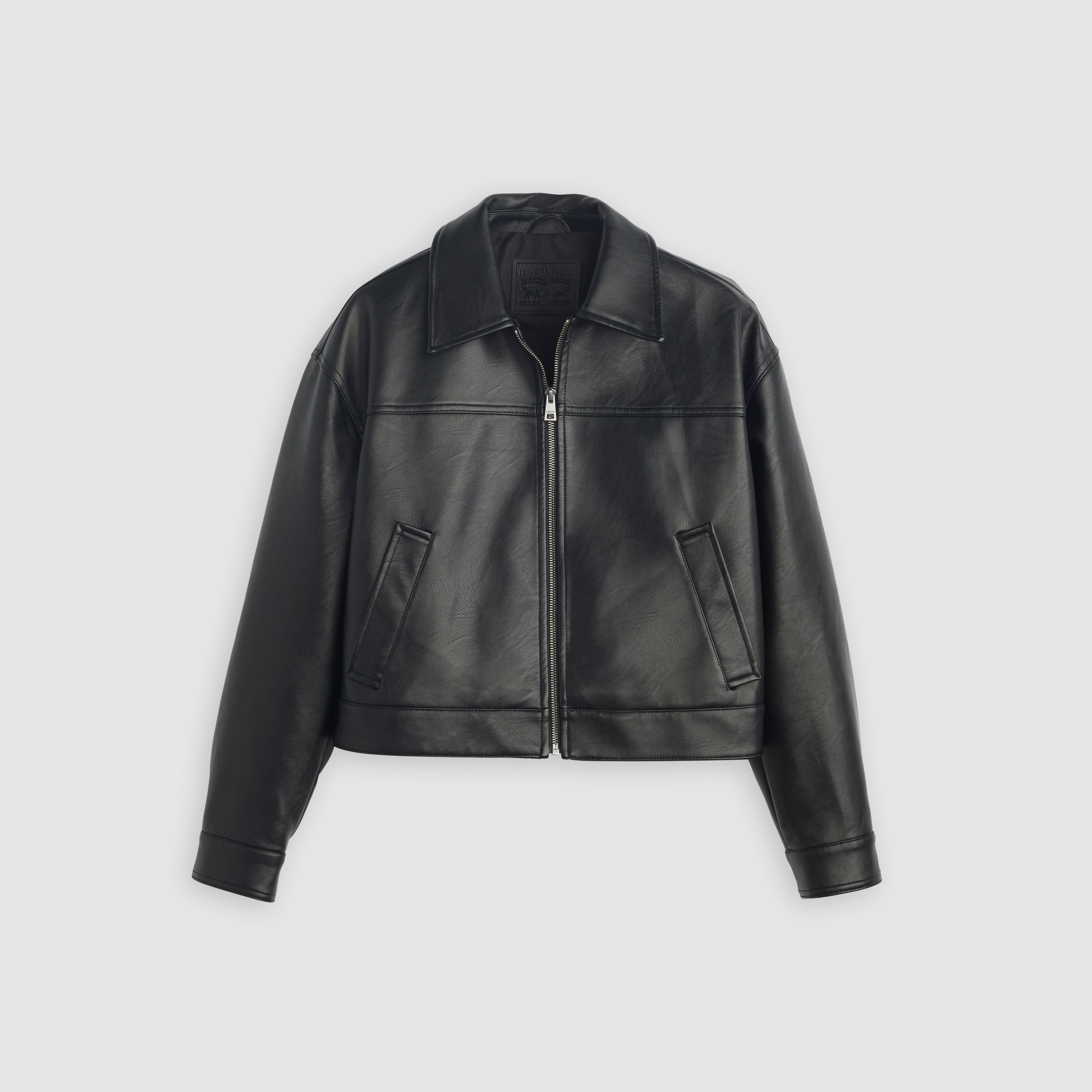 Faux Leather Boxy Zip Jacket 1