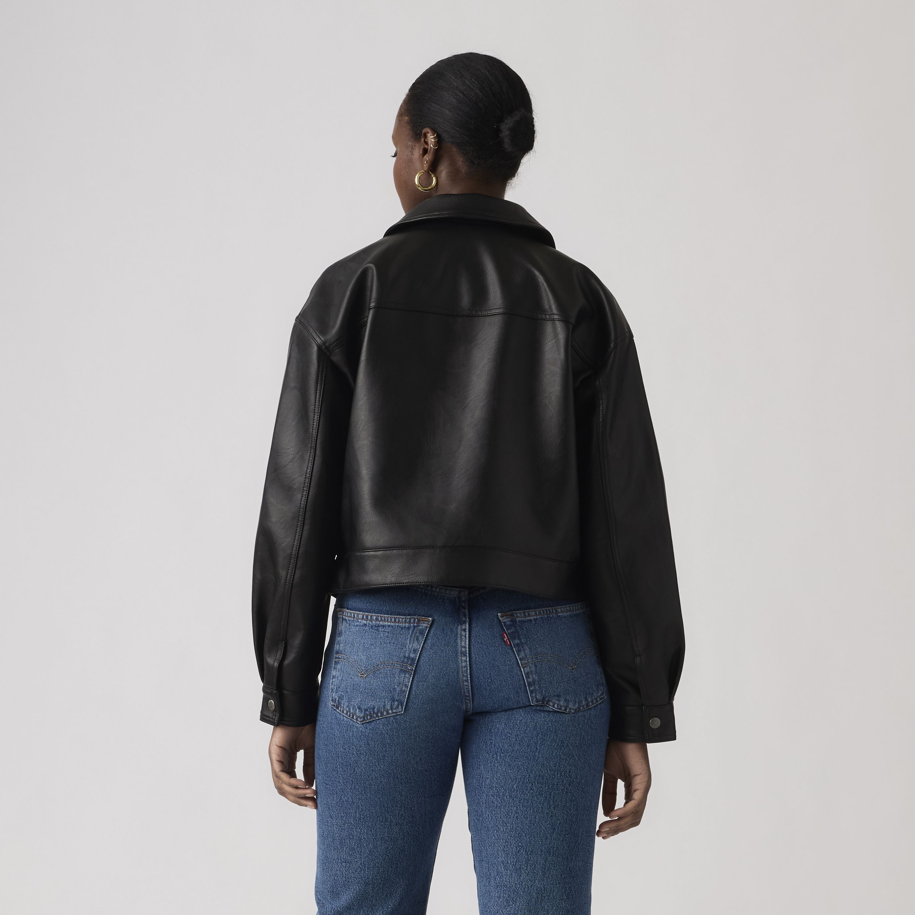 Faux Leather Boxy Zip Jacket 4