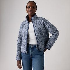 Stand Collar Diamond Quilted Jacket — Z9999 Cny Black Gold - Black 1