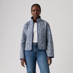 Stand Collar Diamond Quilted Jacket — Z9999 Cny Black Gold - Black 3