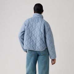Stand Collar Diamond Quilted Jacket — Z9999 Cny Black Gold - Black 4