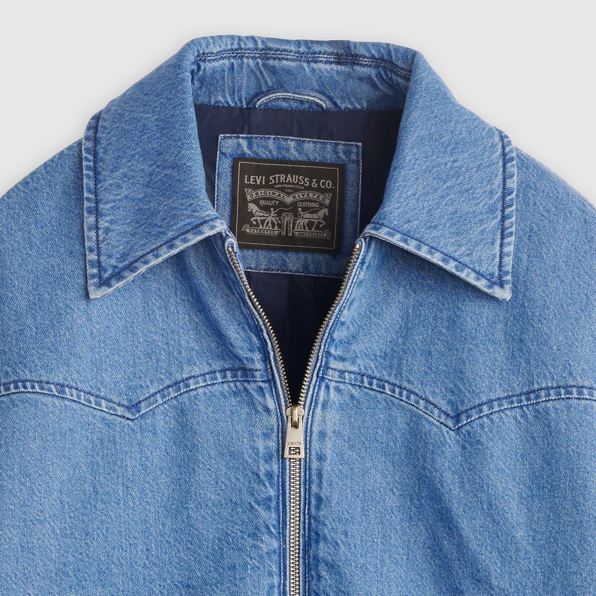 Western Blouson Bomber Jacket — Medium Wash - Medium Wash