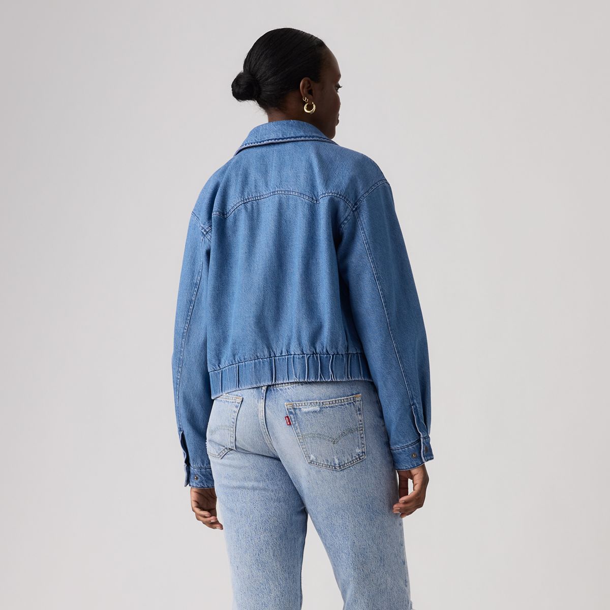 Western Blouson Bomber Jacket — Medium Wash - Medium Wash