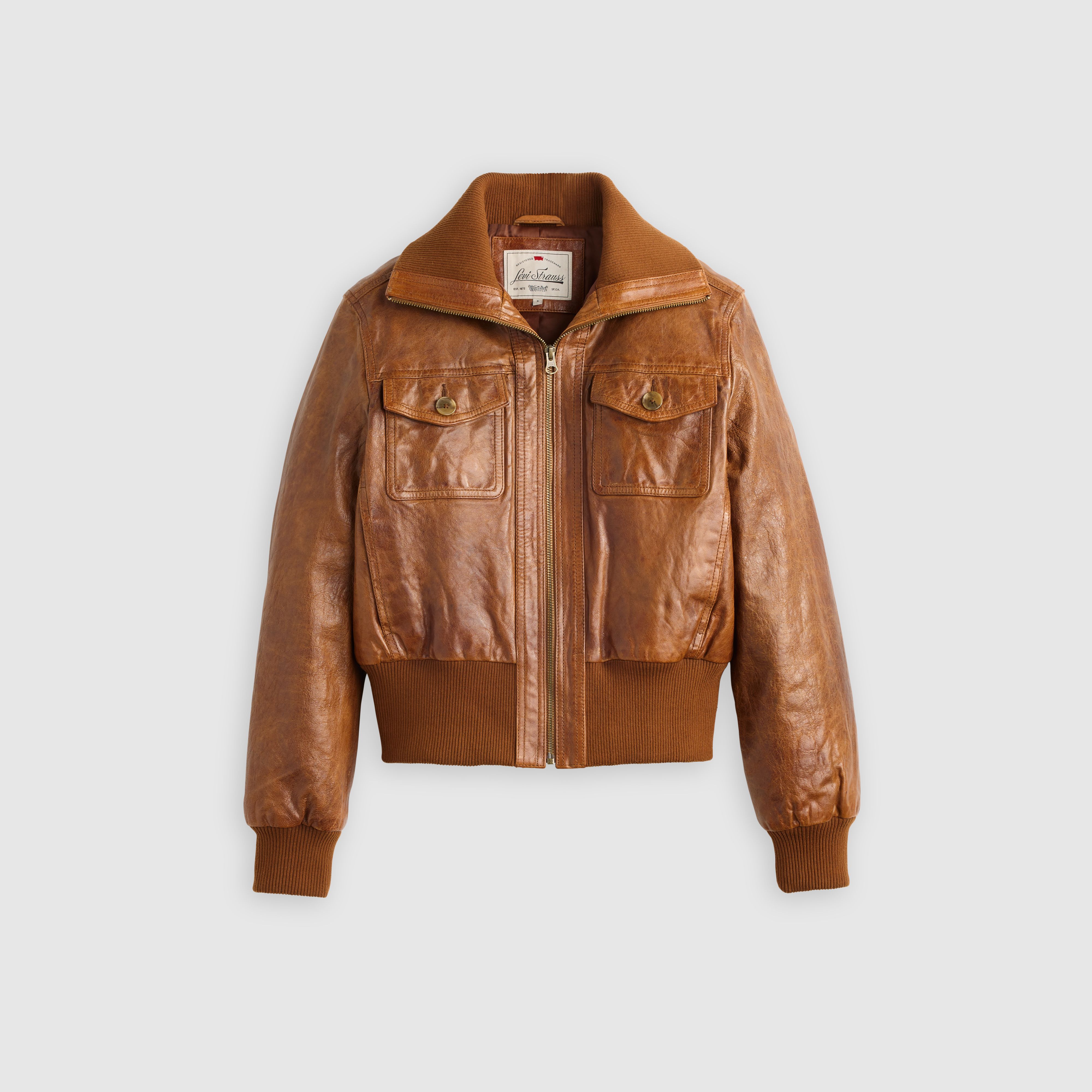 Kira Shrunken Leather Bomber Jacket 5