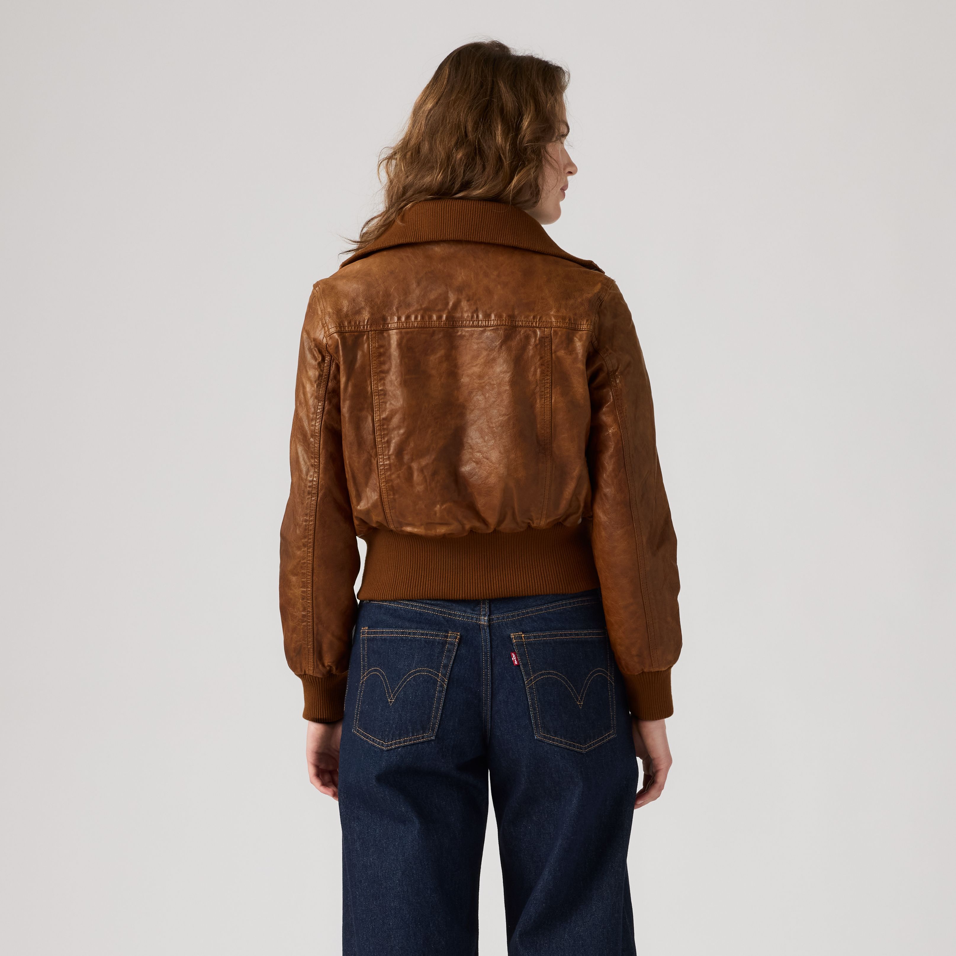 Kira Shrunken Leather Bomber Jacket 4