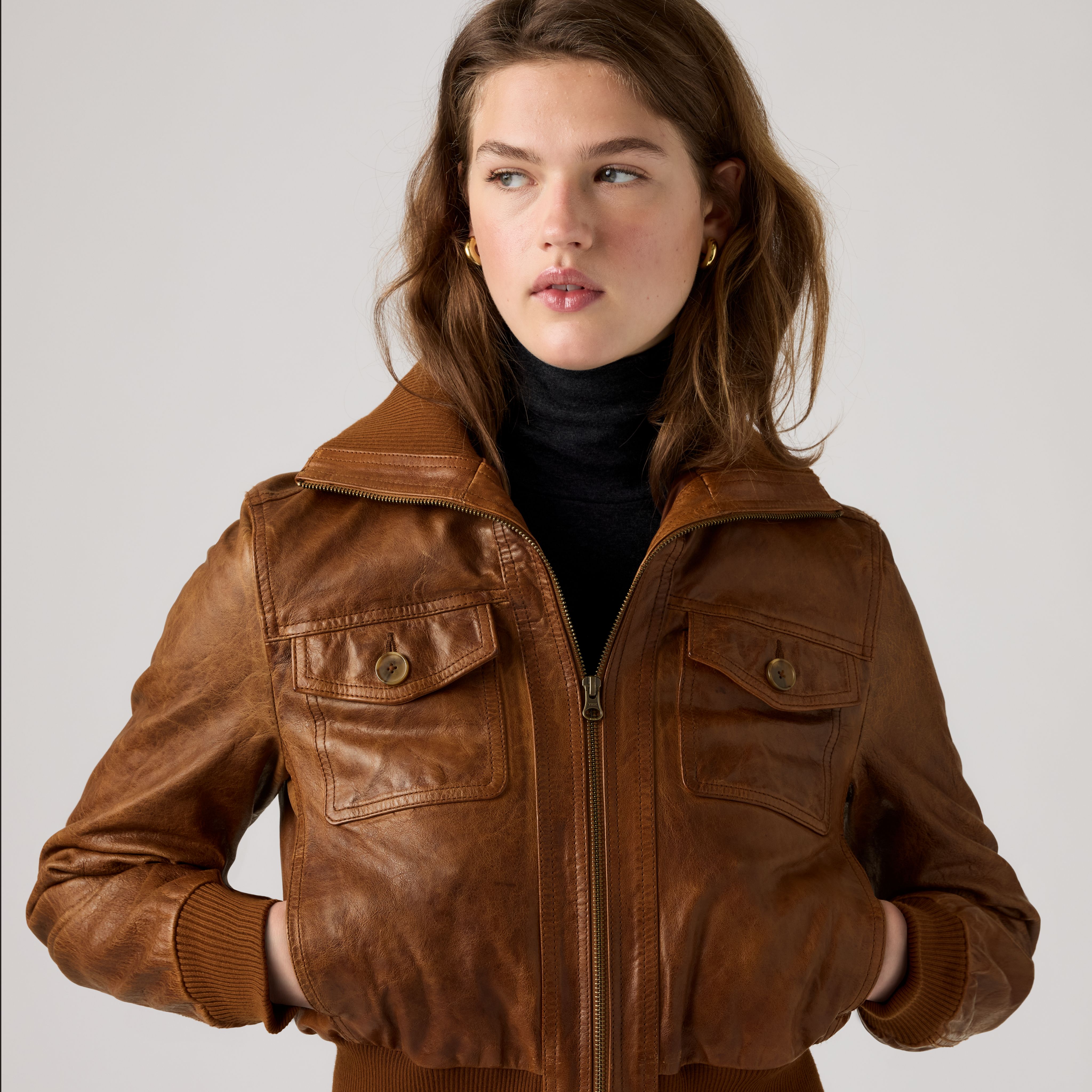 Kira Shrunken Leather Bomber Jacket 2