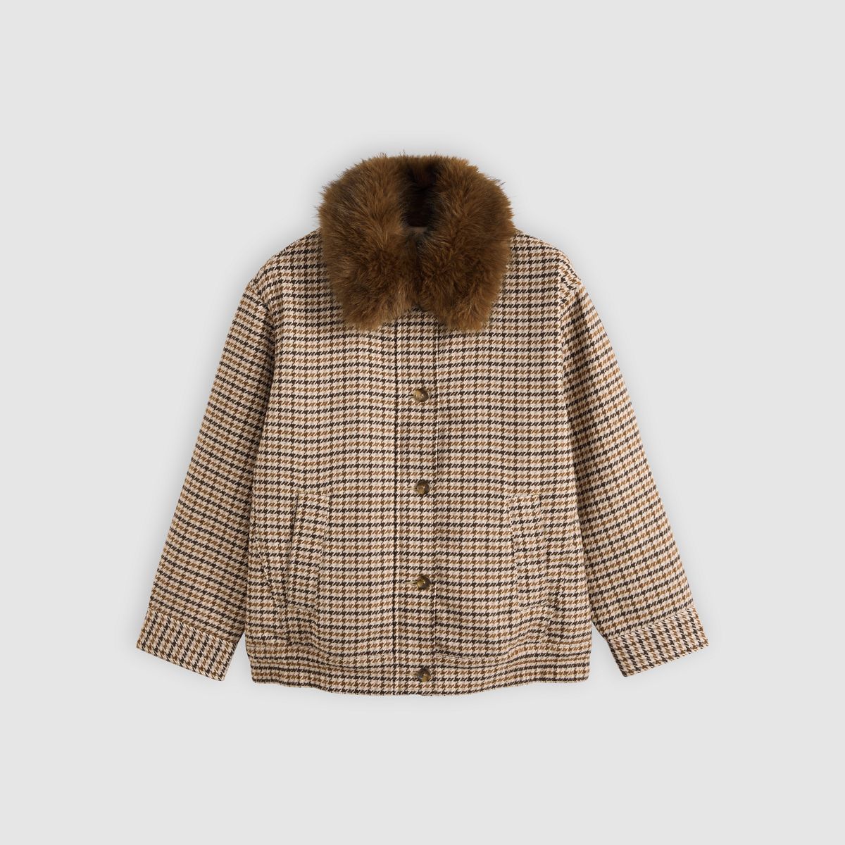Billie Houndstooth Coat — Siggi Check Java Plaid_As Flr - Multi-Color