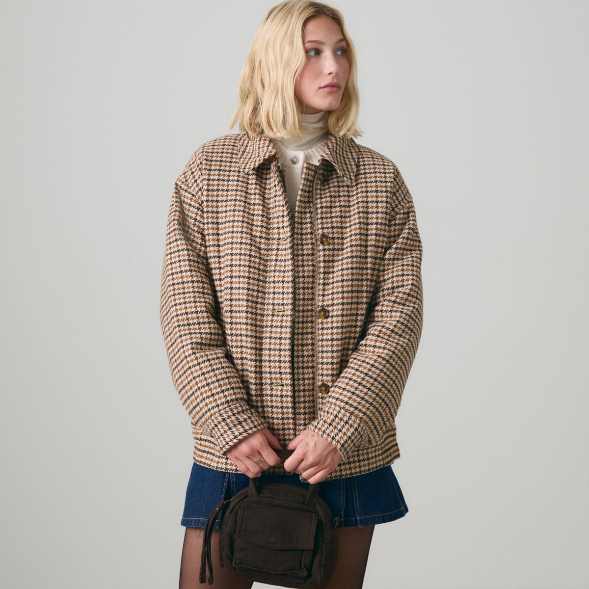 Billie Houndstooth Coat — Siggi Check Java Plaid_As Flr - Multi-Color