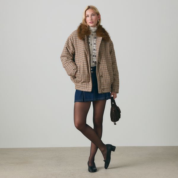 Billie Houndstooth Coat — Siggi Check Java Plaid_As Flr - Multi-Color