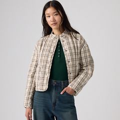 Lana Quilted Liner Jacket — Bea Plaid Egret - Multi-Color 1