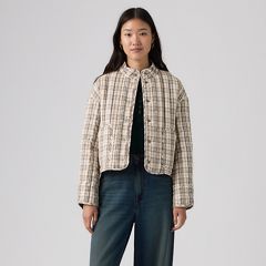 Lana Quilted Liner Jacket — Bea Plaid Egret - Multi-Color 3
