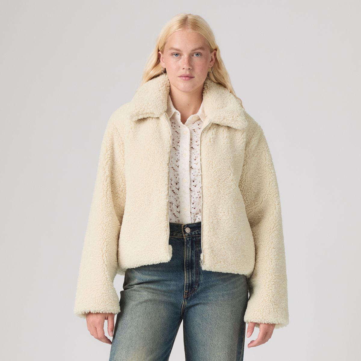 Daly Sherpa Jacket — White Swan - Neutral