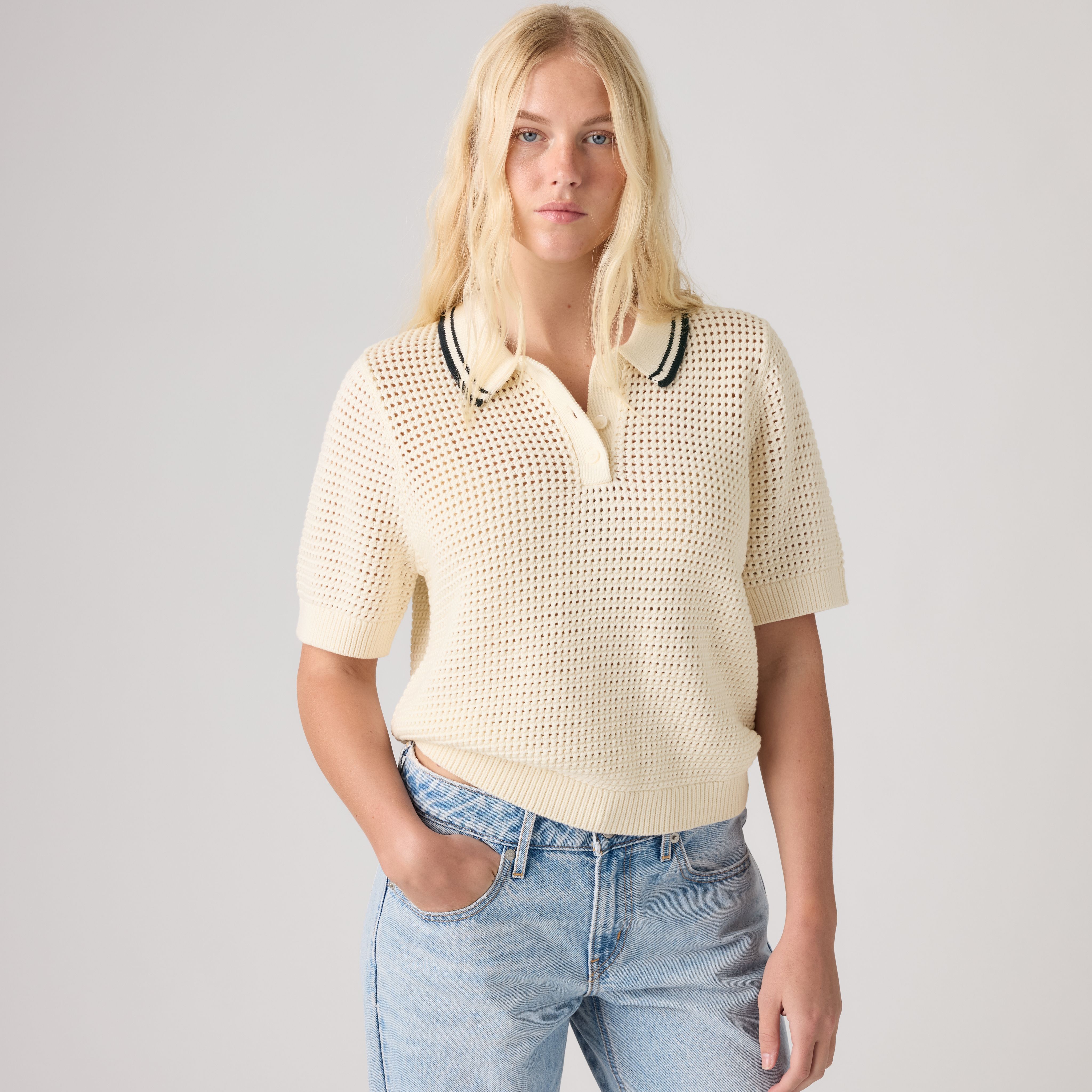Alizee Short-Sleeve Polo Sweater 1