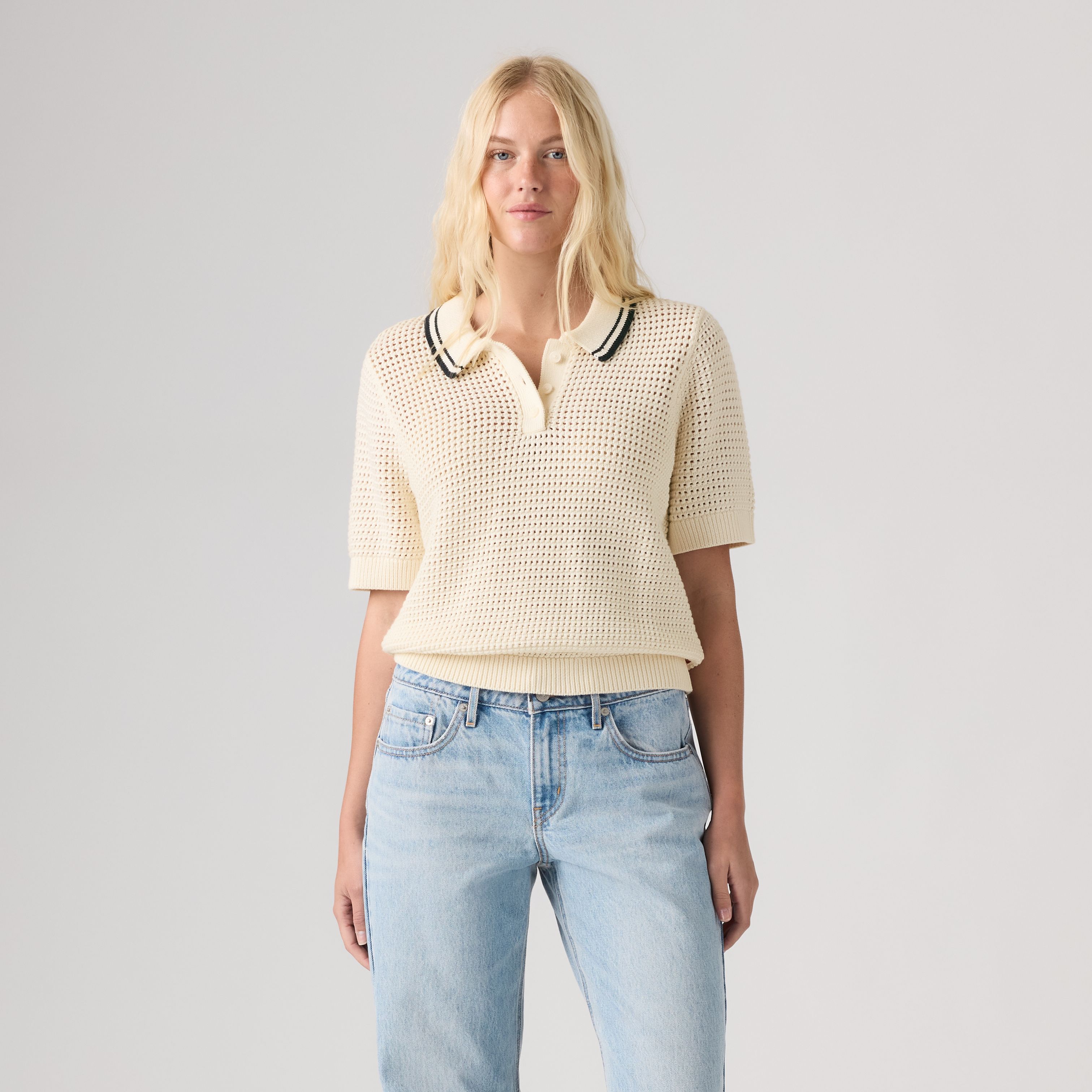 Alizee Short-Sleeve Polo Sweater 9