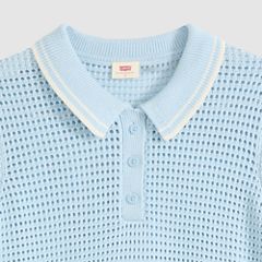 Alizee Short-Sleeve Polo Sweater — Angel Falls / Egret Angel Falls / Egret - Blue 6