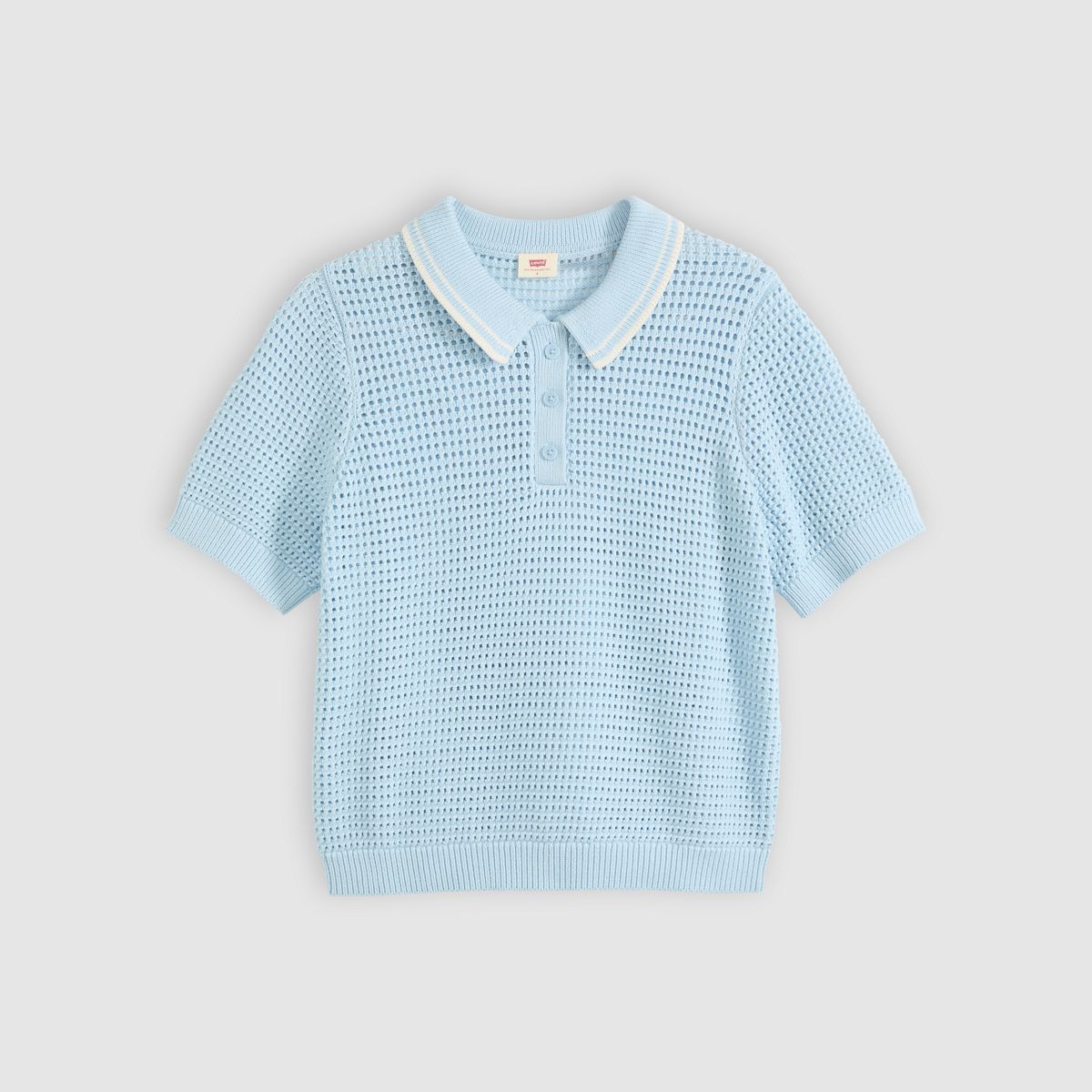 Alizee Short-Sleeve Polo Sweater — Angel Falls / Egret Angel Falls / Egret - Blue