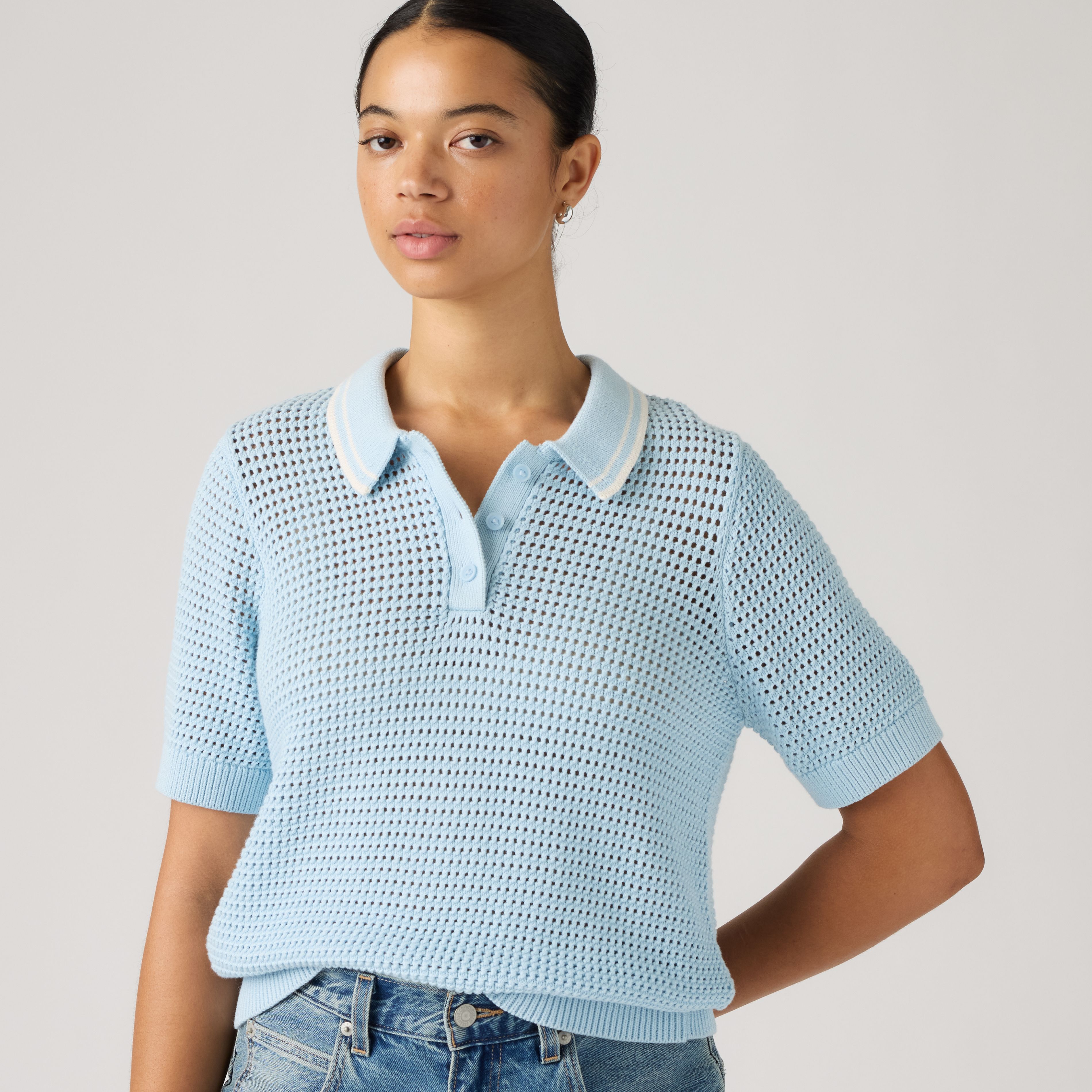 Alizee Short-Sleeve Polo Sweater 1