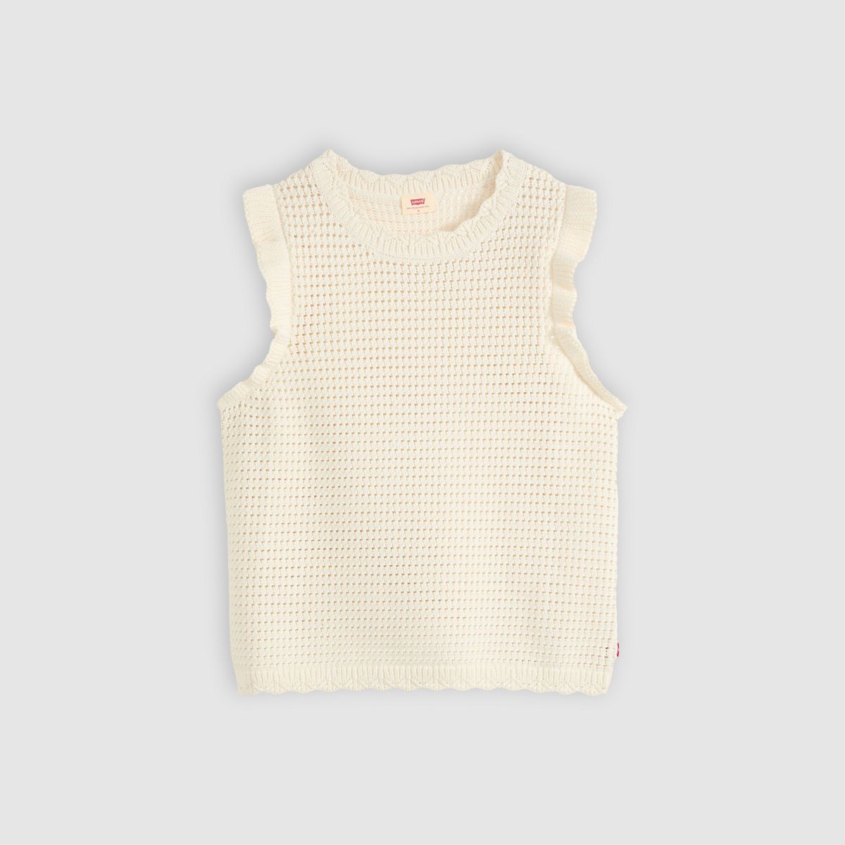 Lulu Flutter Sleeve Sweater Tank — Egret - White
