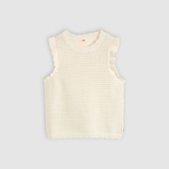 Lulu Flutter Sleeve Sweater Tank — Egret - White 5