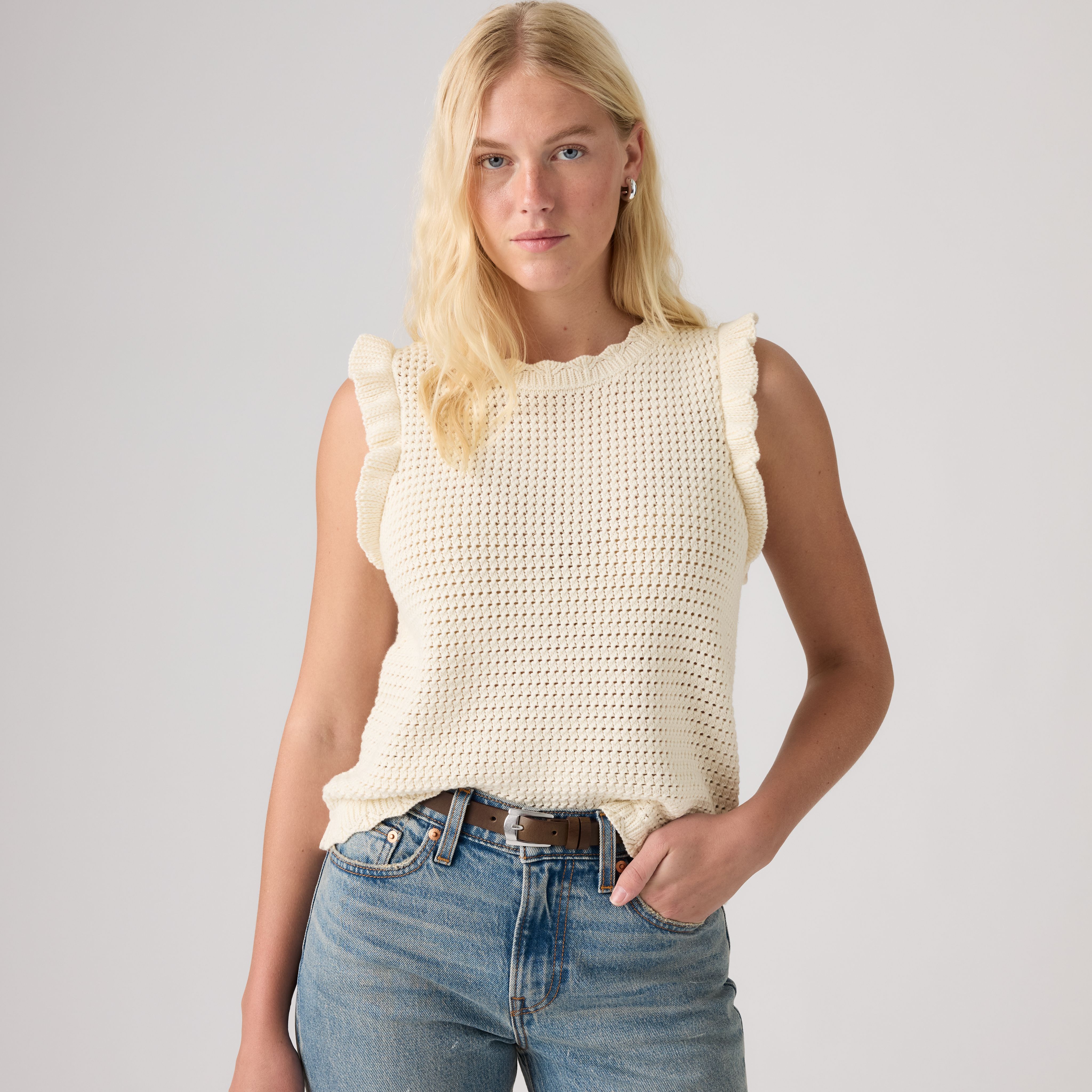 Lulu Flutter Sleeve Sweater Tank Top 1