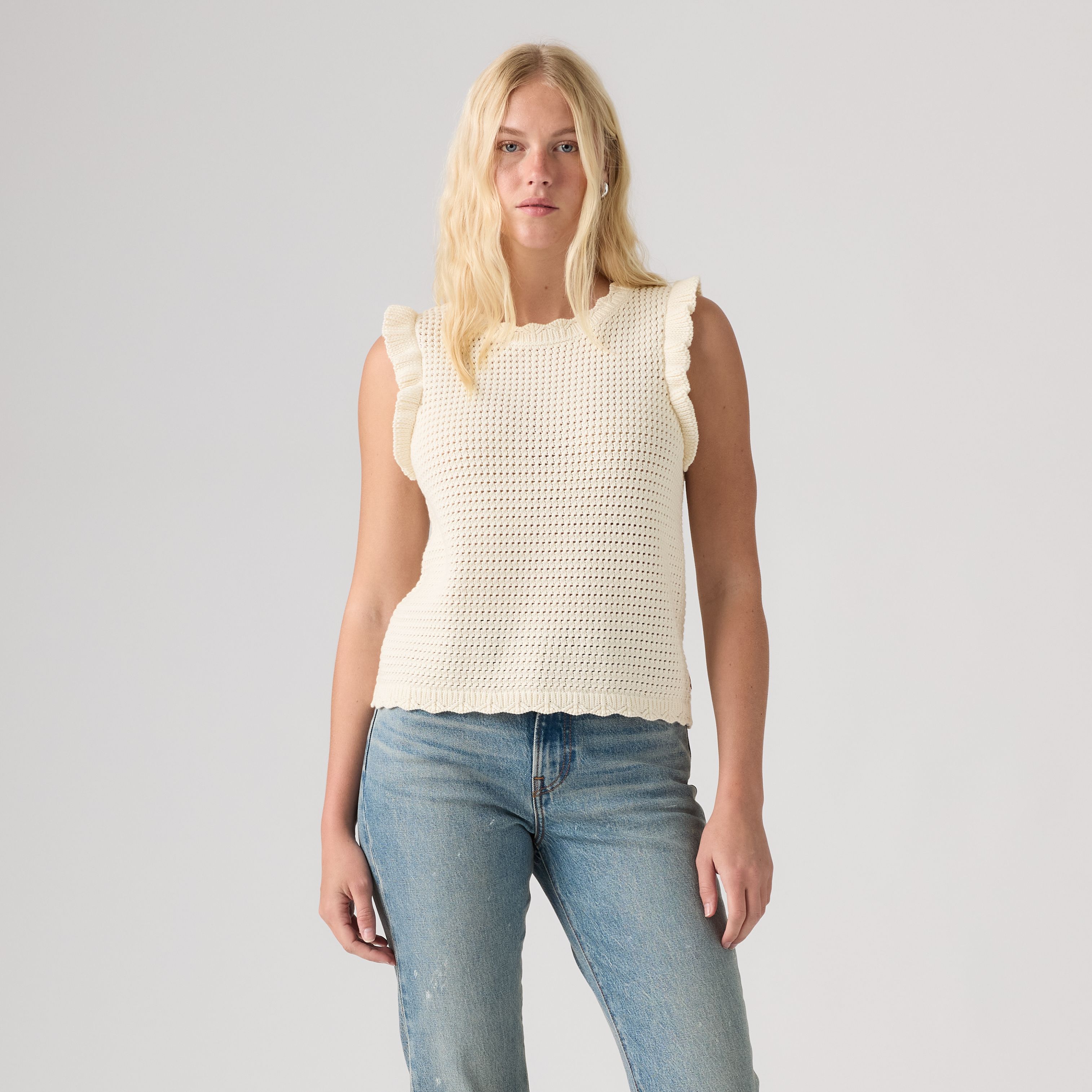 Lulu Flutter Sleeve Sweater Tank Top 3