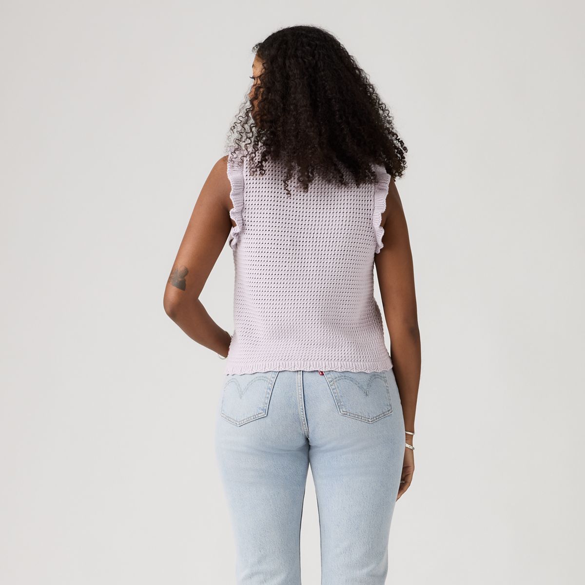 Lulu Flutter Sleeve Sweater Tank — Lavender Blue - Blue