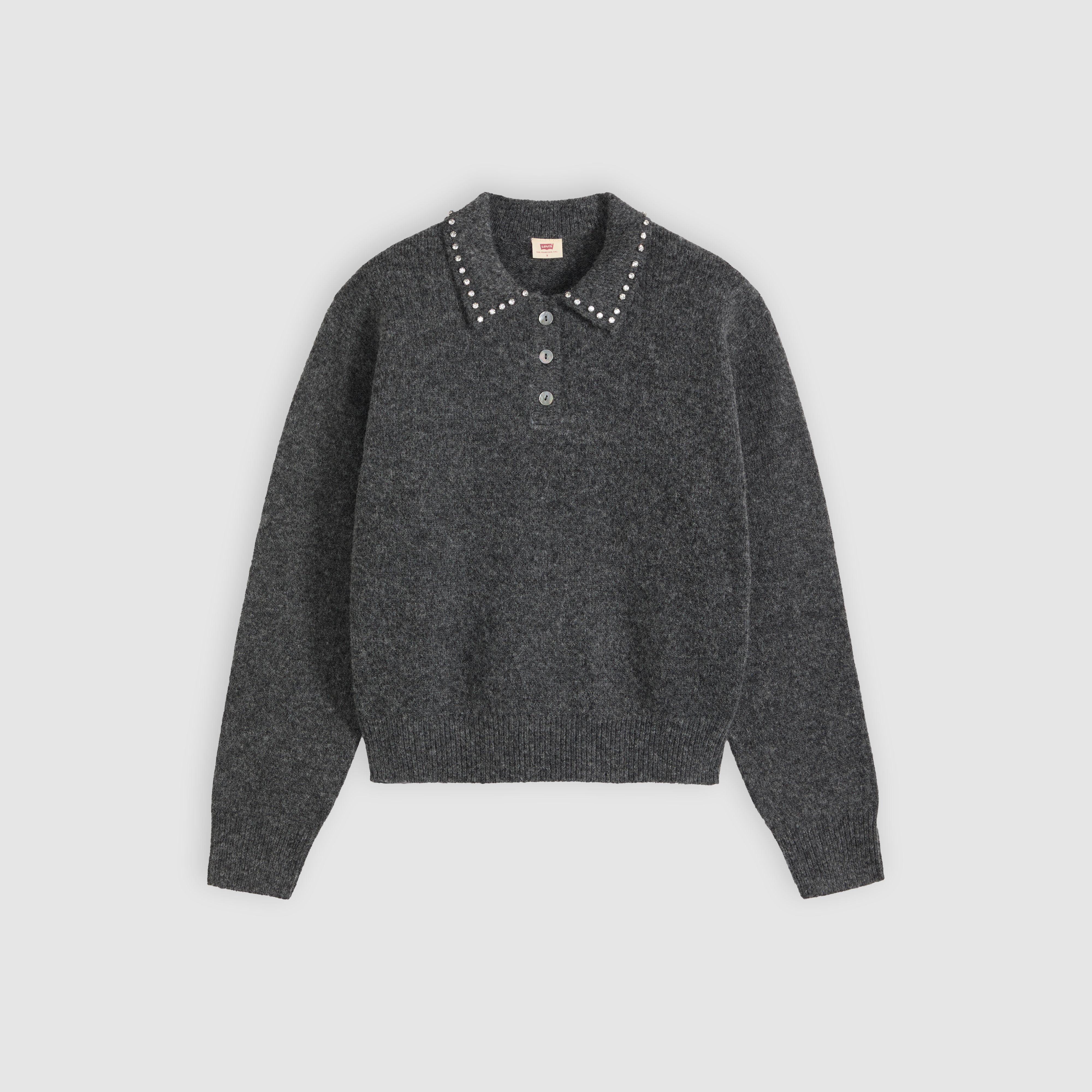 Rhinestone Collared Sweater 5