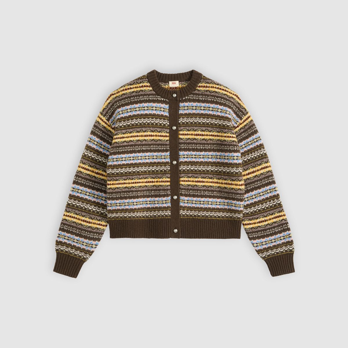 Charlotte Crewneck Cardigan — Lea Fairisle Java - Multi Colour