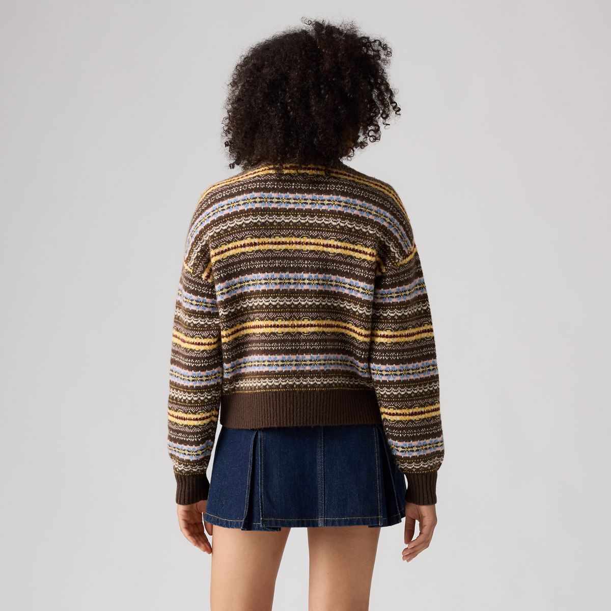Charlotte Crewneck Cardigan — Lea Fairisle Java - Multi Colour