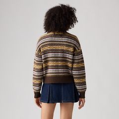 Charlotte Crewneck Cardigan — Lea Fairisle Java - Multi Colour 4