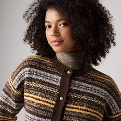 Charlotte Crewneck Cardigan — Lea Fairisle Java - Multi Colour 2