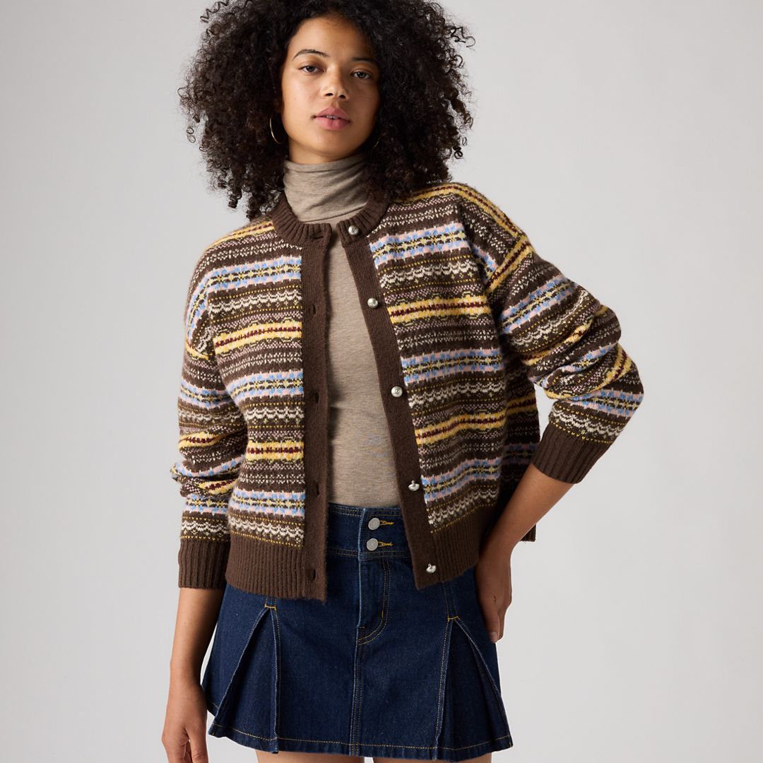 Levi's Women's Charlotte Fair Isle Cable-Knit Wool-Blend Cardigan Sweater - Lea Fairis